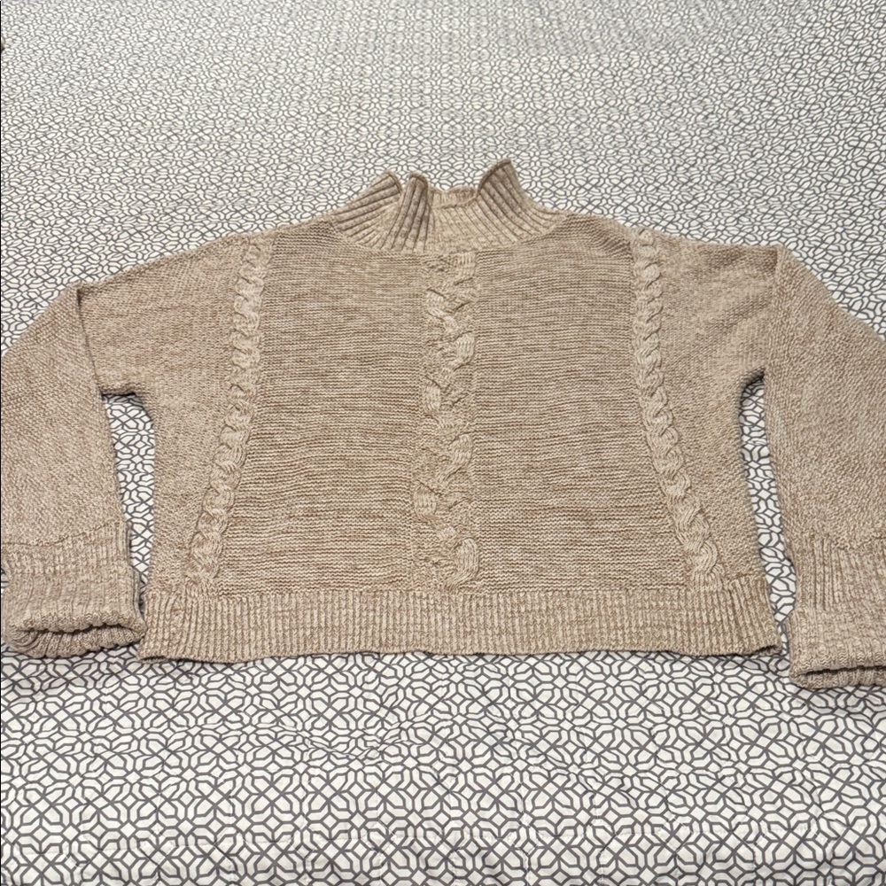 GAP Tan Cable Knit Turtleneck Sweater